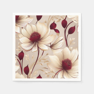 Delicate Floral With Burgundy Blooms Napkin