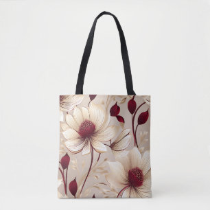 Delicate Floral With Burgundy Blooms Tote Bag