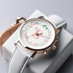 Delicate Floral Wreath Custom Monogram Watch