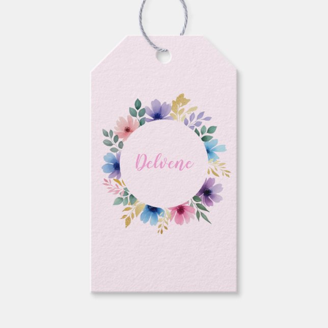 Delicate Floral Wreath Gift Tags (Front)