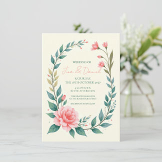 Delicate Floral Wreath Invitation