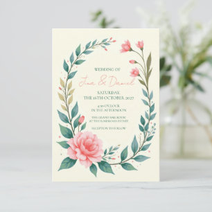 Delicate Floral Wreath Invitation