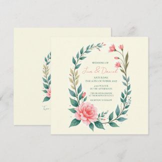 Delicate Floral Wreath Invitation