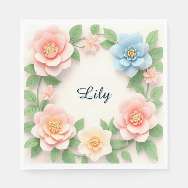 Delicate Floral Wreath Napkin (Front)