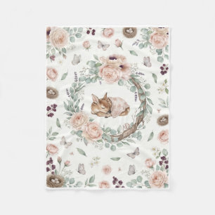 Delicate Floral Wreath Sleeping Animal Fleece Blan Blanket