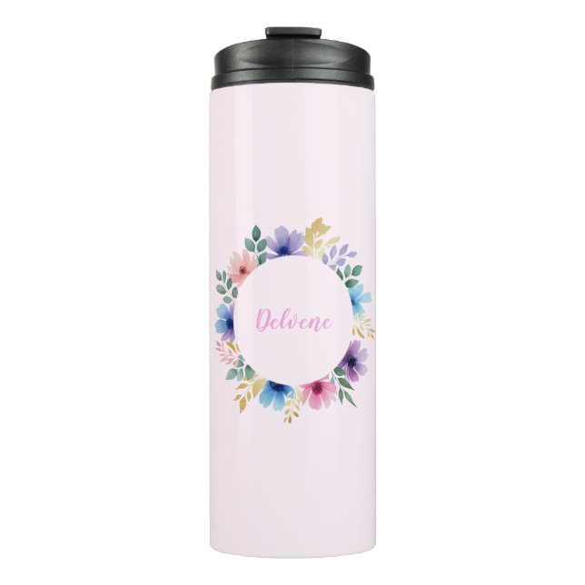 Delicate Floral Wreath Thermal Tumbler (Front)