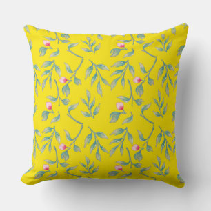 Delicate Florals Blazing Yellow  Cushion