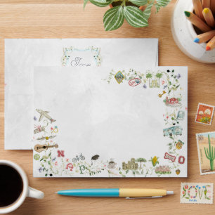 Delicate Florals Custom Bespoke Wedding Crest Envelope