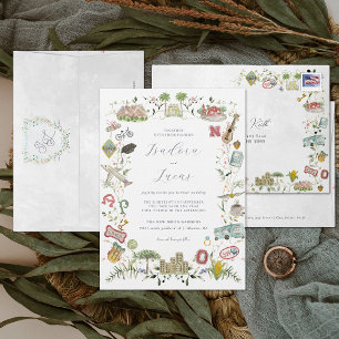 Delicate Florals   Custom Bespoke Wedding Crest Invitation