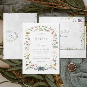 Delicate Florals Custom Bespoke Wedding Crest Invitation