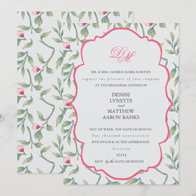 Delicate Florals Rehearsal Dinner Invitation (Front/Back)