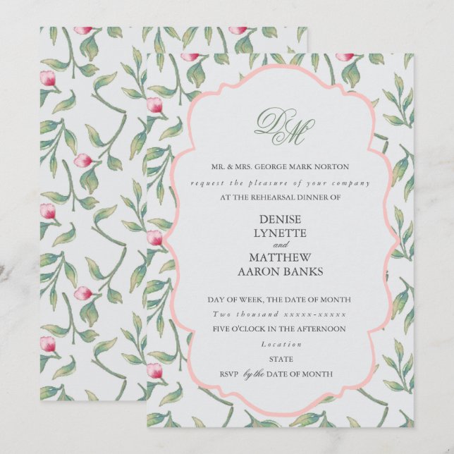 Delicate Florals Rehearsal Dinner Invitation (Front/Back)