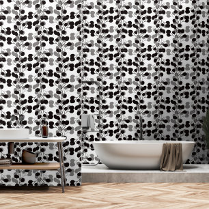 Delicate Flower Garland Black & White Wallpaper