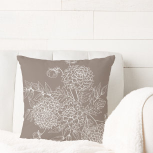 Delicate Flower Illustration Cushion