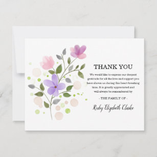 Delicate Flower Photo Funeral Thank You Card