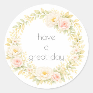 Delicate flower wreath classic round sticker