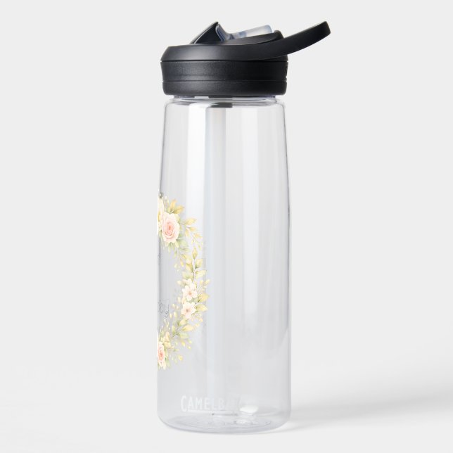 Delicate flower wreath water bottle (Left)