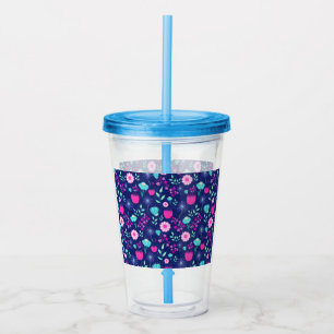 Delicate Flowers and Botanical Details Acrylic Tumbler