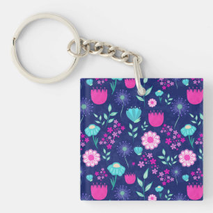 Delicate Flowers and Botanical Details Key Ring