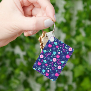 Delicate Flowers and Botanical Details Key Ring
