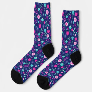 Delicate Flowers and Botanical Details Socks