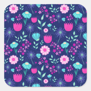 Delicate Flowers and Botanical Details Square Sticker