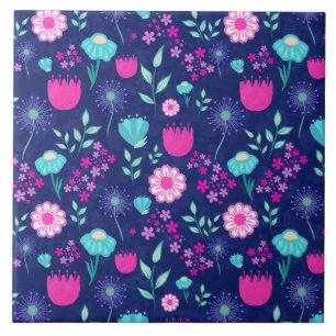 Delicate Flowers and Botanical Details Tile