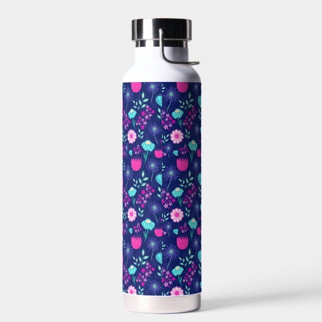 Delicate Flowers and Botanical Details Water Bottle (Left)