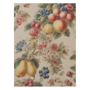 Delicate Flowers and French Fruits. Painted Style Tablecloth