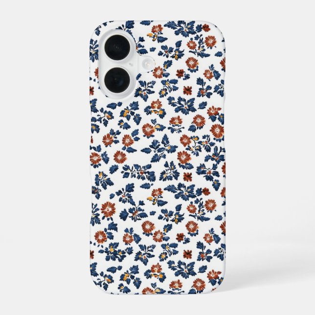 Delicate Flowers Floral Pattern iPhone 16 Case (Back)