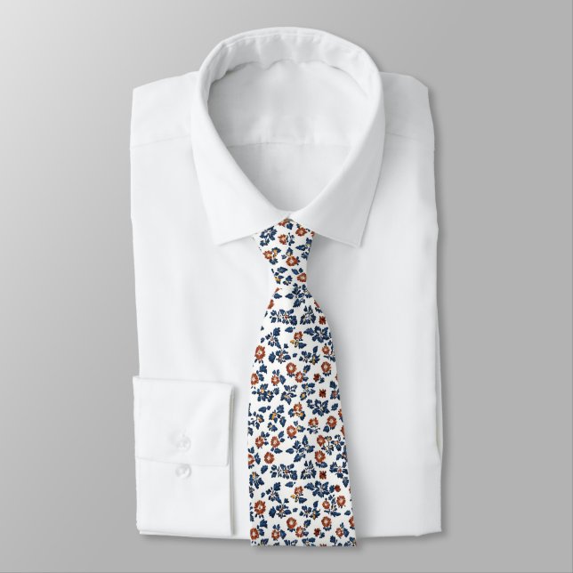 Delicate Flowers Floral Pattern Tie (Tied)