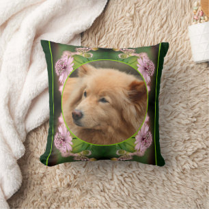 Delicate Flowers Frame Create Your Own Photo Cushion