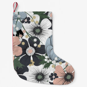 Delicate flowers: hand-drawn seamless pattern. small christmas stocking