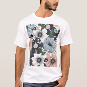 Delicate flowers: hand-drawn seamless pattern. T-Shirt