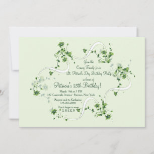 Delicate Flowers in Green Invitation