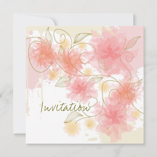 Delicate flowers invitation (Front)