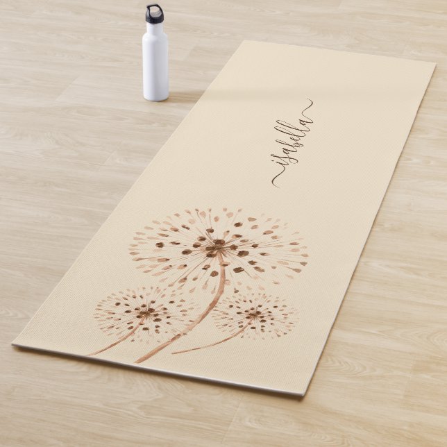 Delicate Flowers Light Peach Cream Personalised Yoga Mat (In Situ)