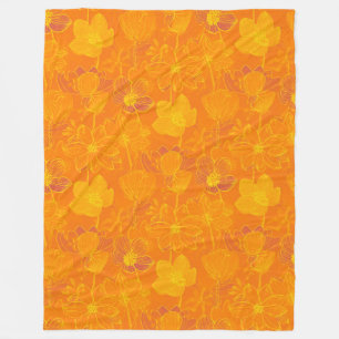 Delicate flowers - line art seamless pattern 5 fleece blanket