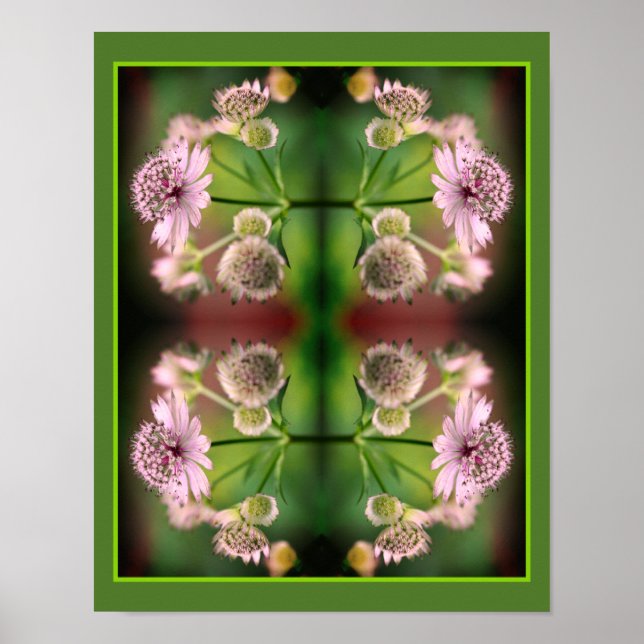 Delicate Flowers Mirror Abstract Poster (Front)