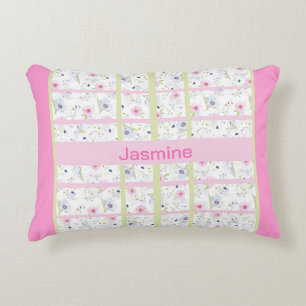 Delicate Flowers Monogrammed Decorative Cushion
