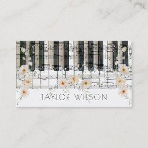 delicate flowers pianist music teacher business card