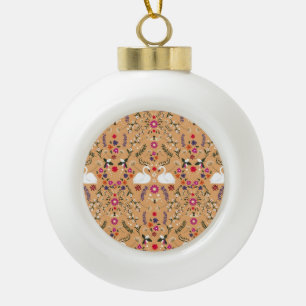 Delicate flowers, swan fantasy seamless pattern. ceramic ball christmas ornament