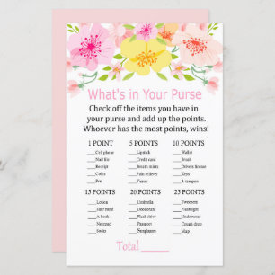 Delicate flowers What's in your purse game