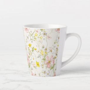 delicate flowers with a butterfly in Chinese style Latte Mug