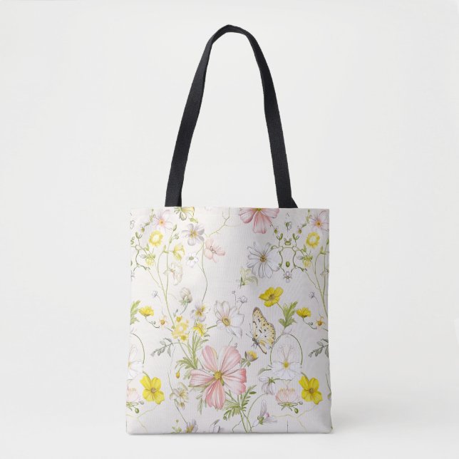 delicate flowers with a butterfly in Chinese style Tote Bag (Front)