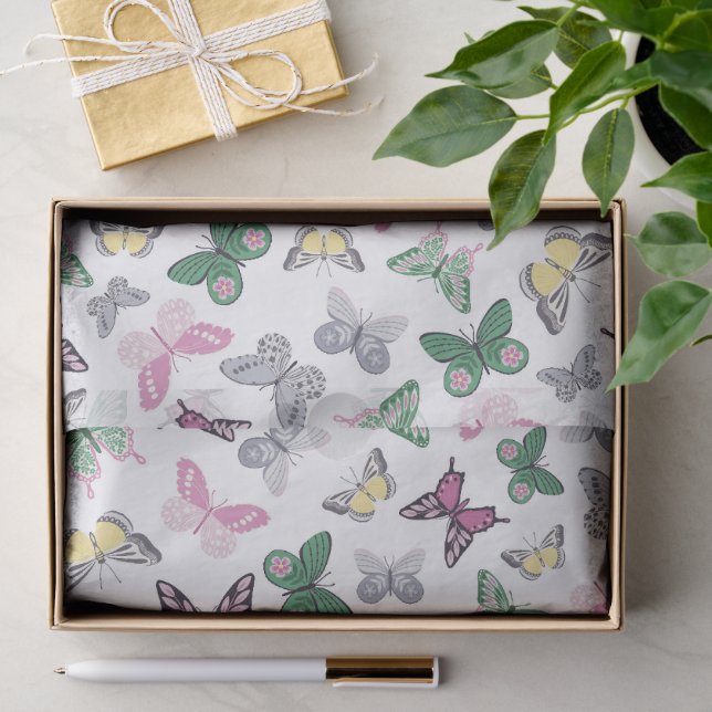 Delicate Flying Butterflies Pattern Tissue Paper (Gift)