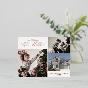 Delicate Foil Decking New Halls Photo Christmas Holiday Postcard