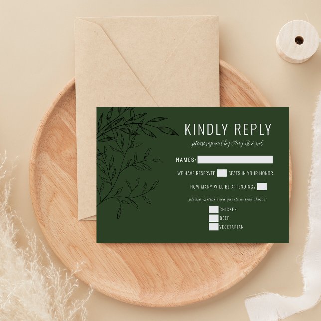 Delicate Foliage | Deep Sage |  RSVP Card (Creator Uploaded)