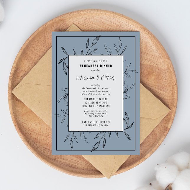 Delicate Foliage | Dusty Blue | Rehearsal Dinner Invitation (Creator Uploaded)