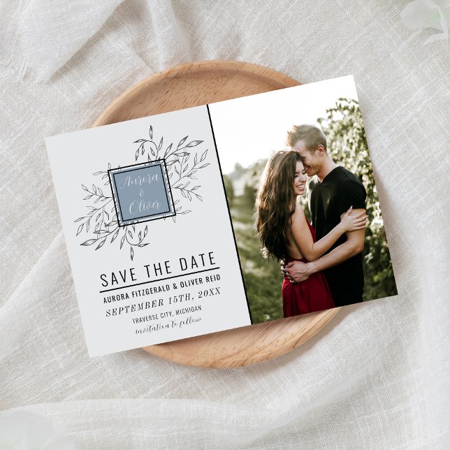 Delicate Foliage | Dusty Blue | Wedding Save The Date (Creator Uploaded)